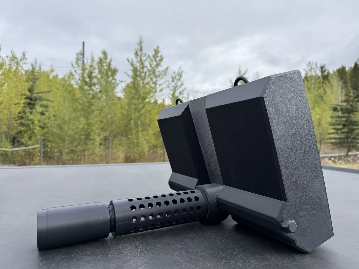 Float intake with twin floats, perforated strainer and threaded port