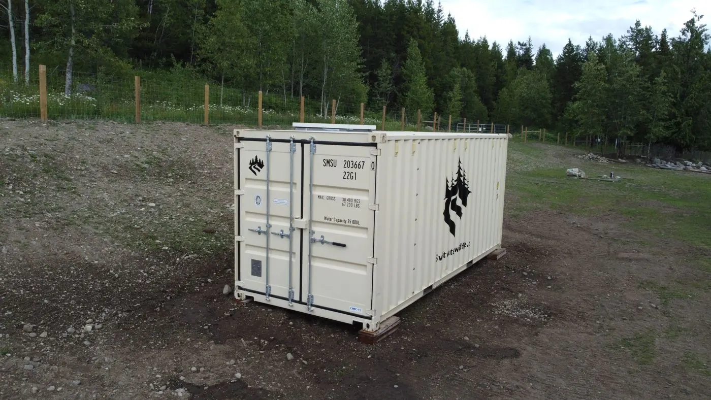 Drone view of the Swiftwater SMS container on site